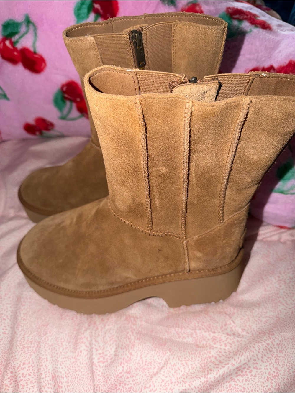 UGG Chestnut Suede Mid-Calf Platform Winter Boots